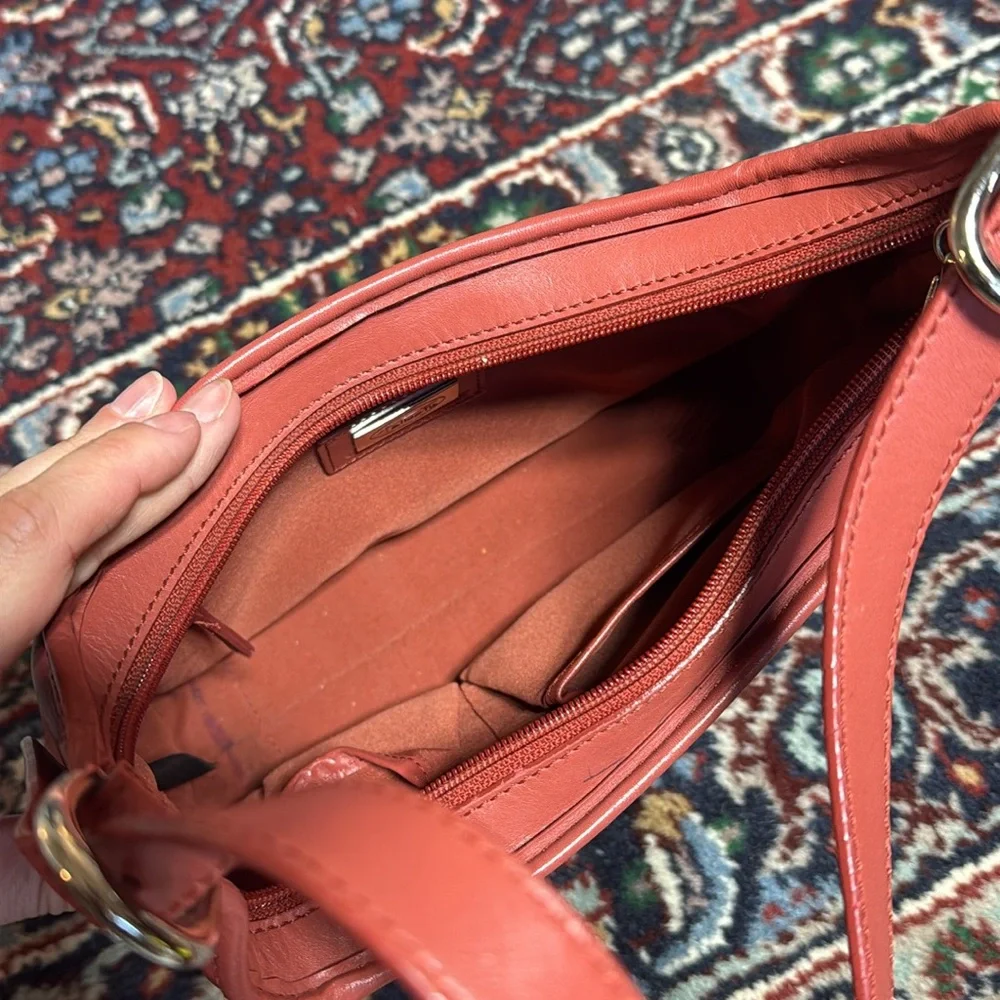 Vintage Talbots Leather Shoulder Handbag Brick Red Terracotta Genuine Leather